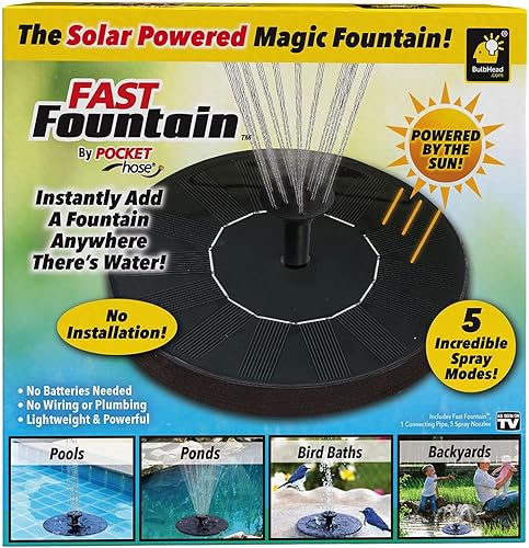 Original Fast Fountain by Pocket Hose, como se ve en la fuente de agua de TV con 5 modos de pulverización, no requiere instalación ni baterías