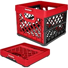 CleverMade Plastic Collapsible Milk Crate - 25L 1" Red - Stackable Storage Bin Holds 50 Lbs Per Box - Clever Crate is a Heavy Duty Collapsible Storage Crate for Multi-Purpose Use |    50
