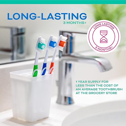 Miniatura 4 de Avistar 24 cepillos de dientes desechables a granel y 450 púas desechables de hilo dental, envueltos individualmente en 4 colores, convenientes y