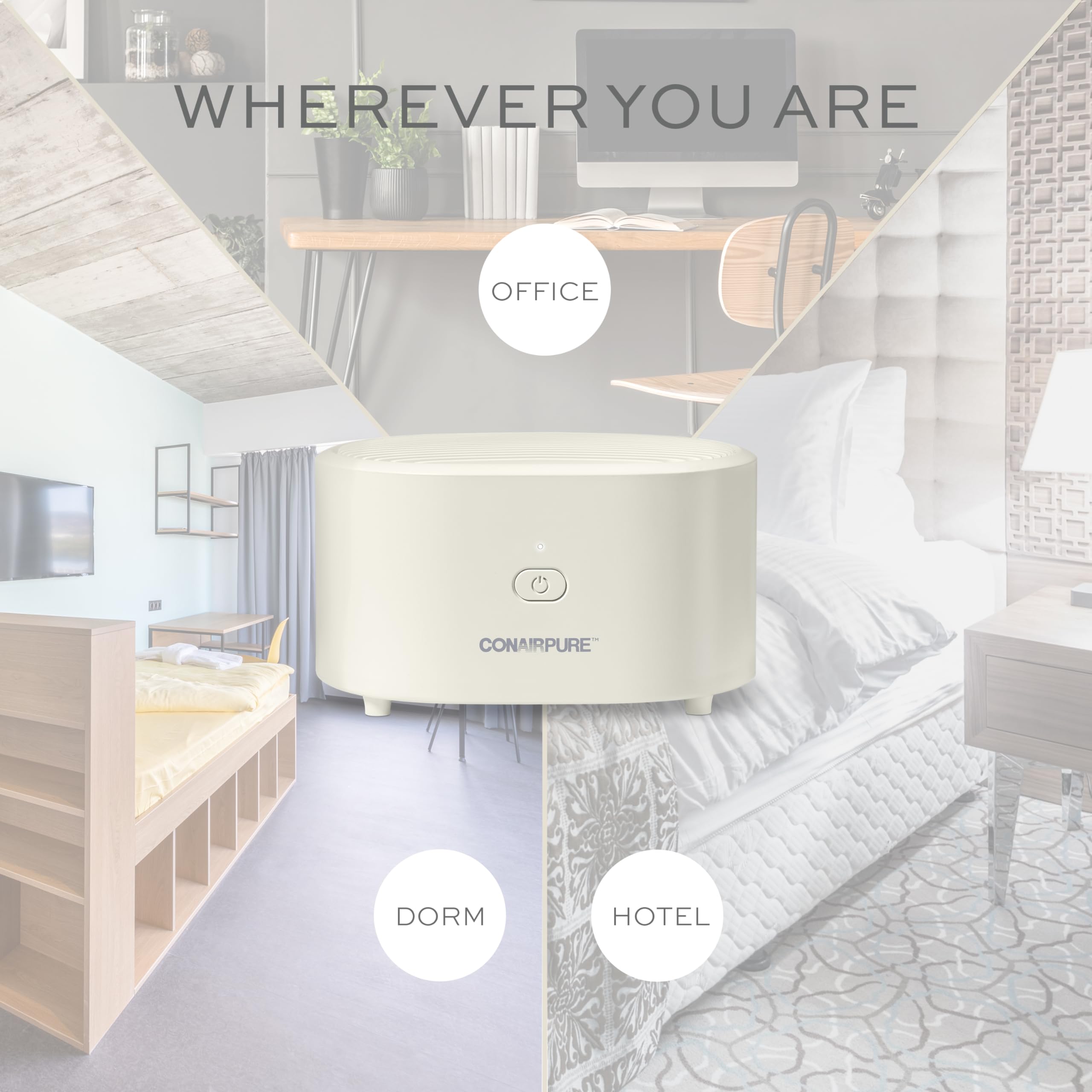 Conair Portable Small Air Purifier, Rechargeable Corded/Cordless, HEPA Air Filter, Allergy Relief, Dust, Pollen, Odor Control, Bedroom, Dorm Room, Small Room view 5