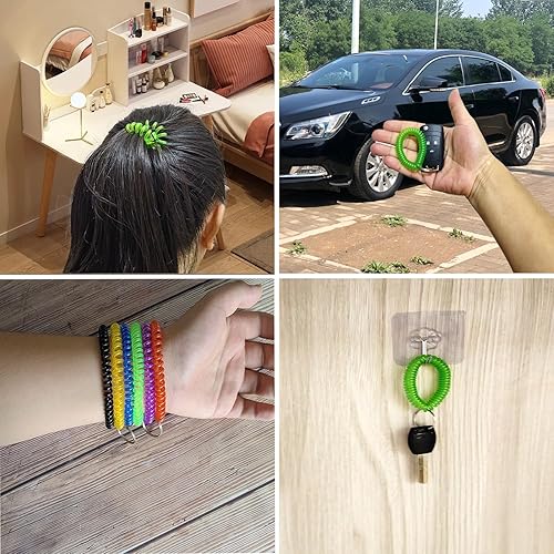 Miniatura 5 de Llavero de resorte de bobina de muñeca de plástico Llavero espiral estirable Llaveros Llaveros de muñeca