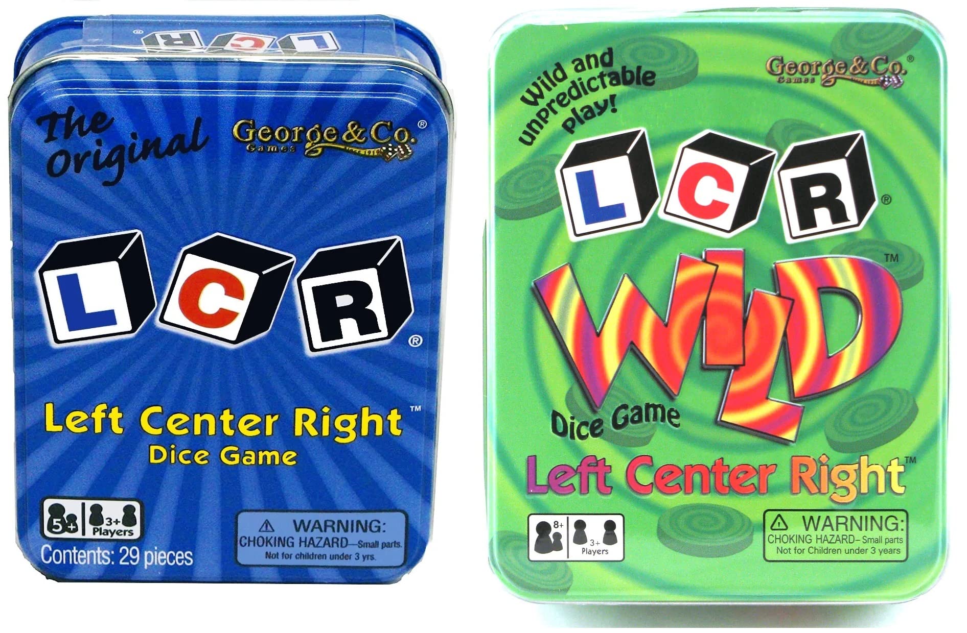 Buy George & Company LLC LCR (Left Right Center) Dice Game in Blue Tin & LCR  Wild Dice Game in Green Tin Gift Set Bundle - 2 Pack Online at  desertcartJamaica