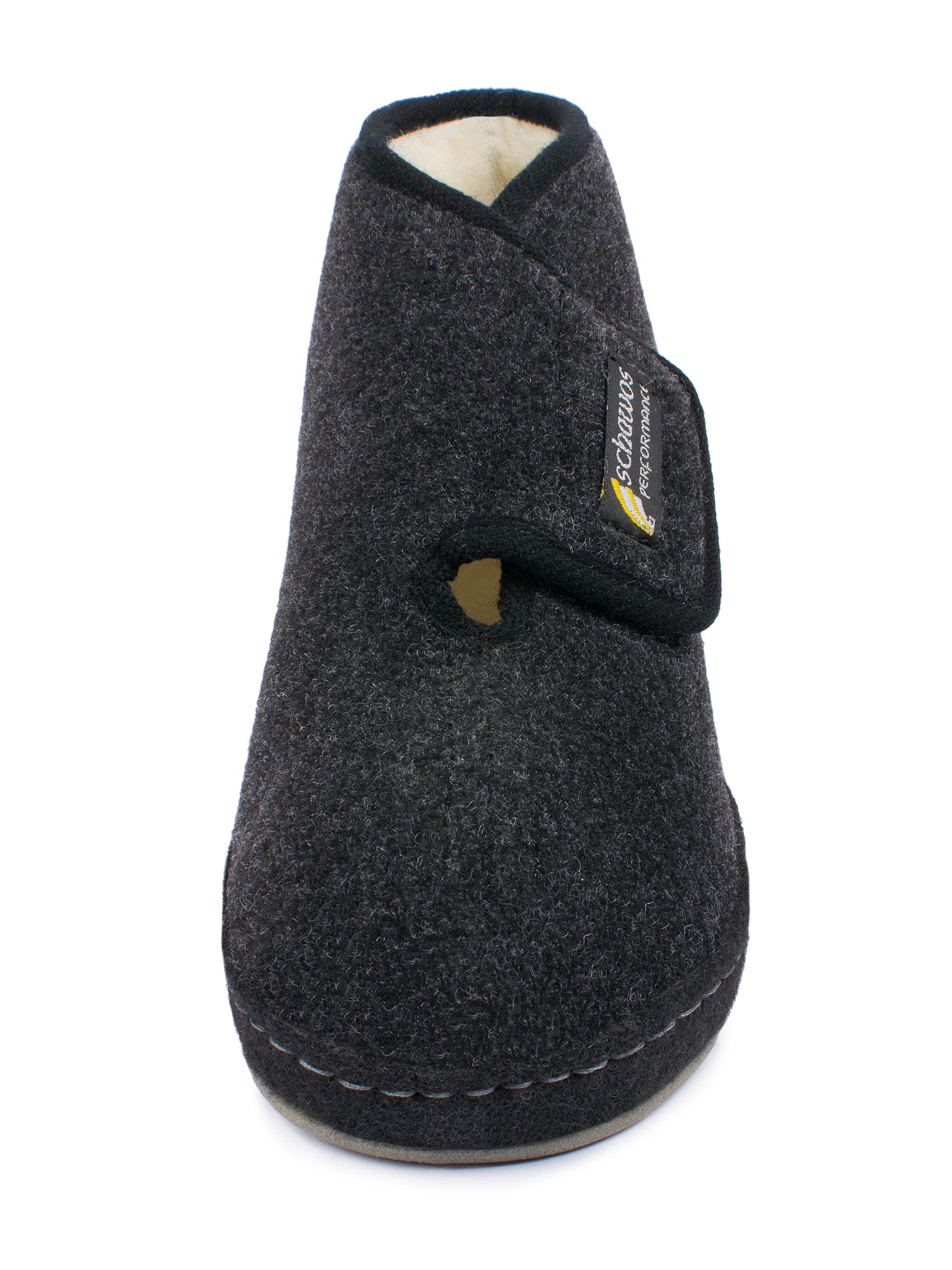 SCHAWOS Herren Gefütterter Filz Hausstiefel 6060, Warmer Winter Hausschuh Mit Schurwoll-Futter, Feste Rutschhemmende Sohle, Anatomisch Geformtes Fußbett, Großer Klettverschluss, Komfort Für Zuhause