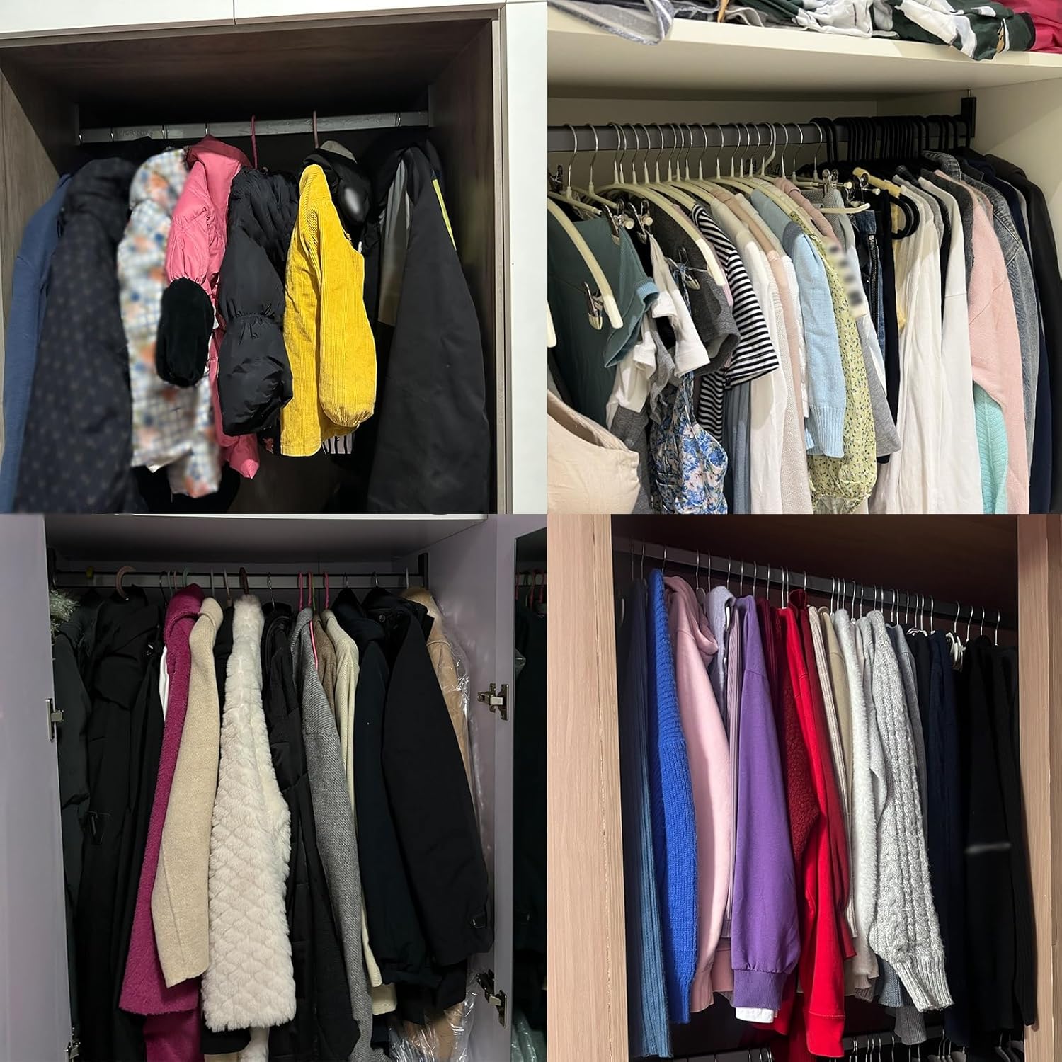 Closet Rods for Hanging Clothes Gray/Black Heavy Duty Closet Rod Set of 4, 1 2 3 4 5 Ft Waterproof Clothes Drying Rods, Commercial Wardrobes Bar with Fittings(Black 4 pcs,3ft(91.4cm))