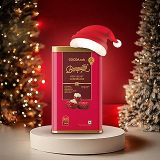 Barquillo Premium Red Velvet Chocolate Tin Pack - 10 Pcs (200 gm) | Cheesecake Cream Filled Biscuit Roll imported | Dubai couverture taste|Raksha bandhan Rakhi Celebration Independence day Gift