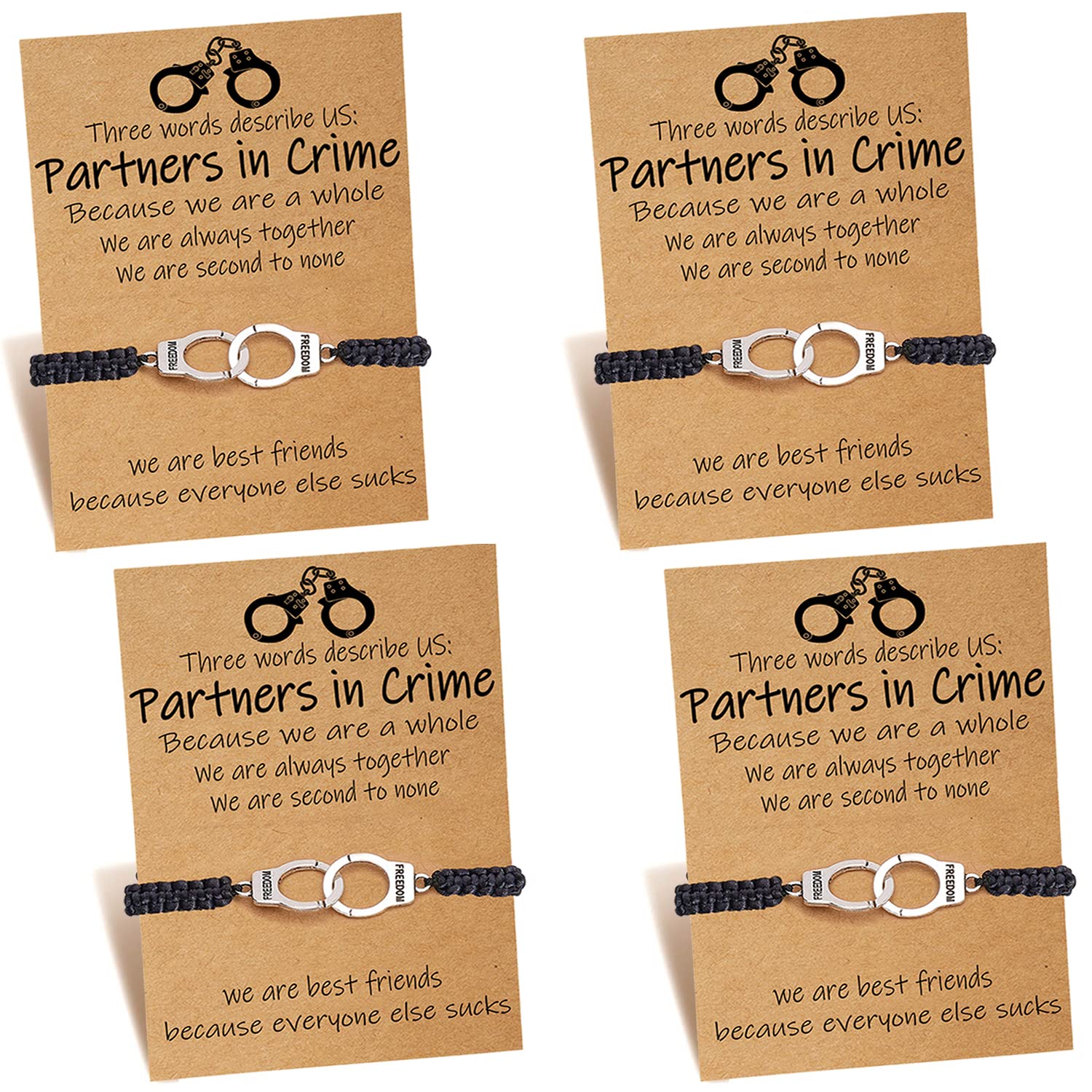 RAYSTARBest Friend Birthday Gifts for Women Girl Friendship Bracelets for 2/3/4 Partner in Crime Handcuff BFF Bracelets Gifts