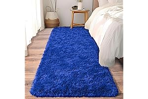 Soft Runner Rugs for the Bedroom, Hallways - 2x6 Royal Blue Fluffy...