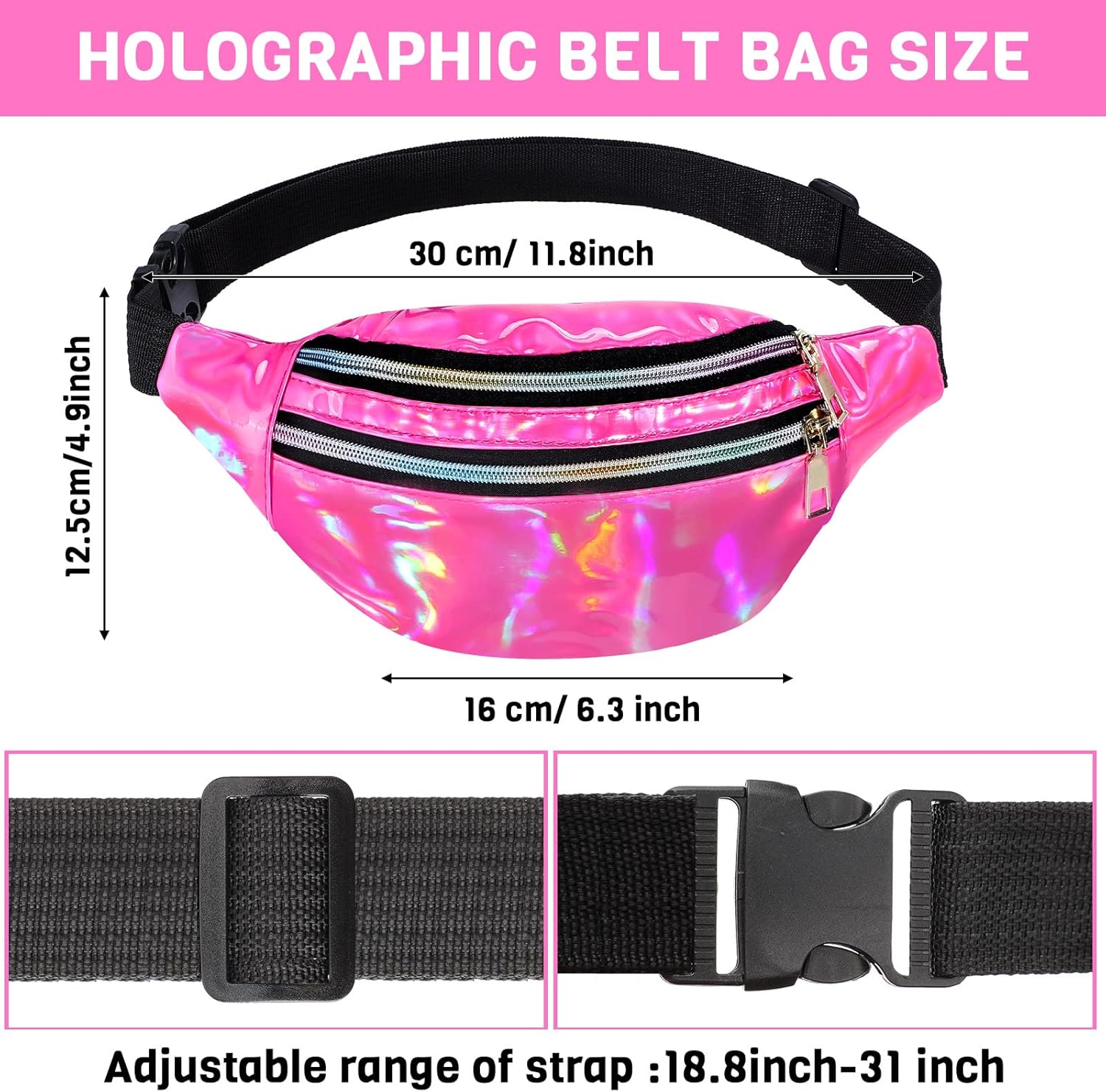 Handepo 20 Pcs 80s Accessories Neon Leg Warmers Holographic Fanny Pack Wristbands Headband Hair Scrunchies for Women Yoga Running Hiking Party Supplies - Image 5