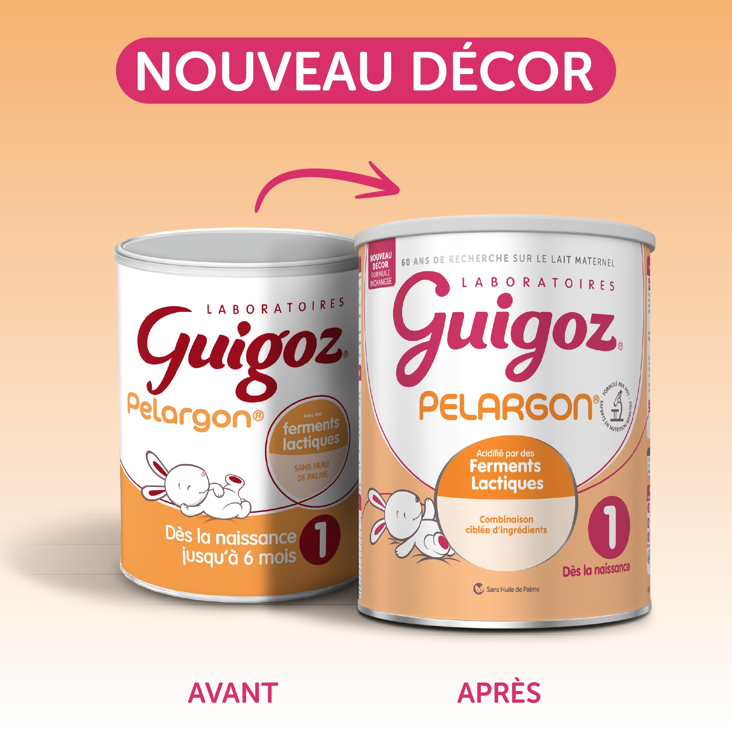 GUIGOZ PELARGON 1 Lait bébé en poudre 1er âge - de 0 à 6 mois - Boîte de 780g