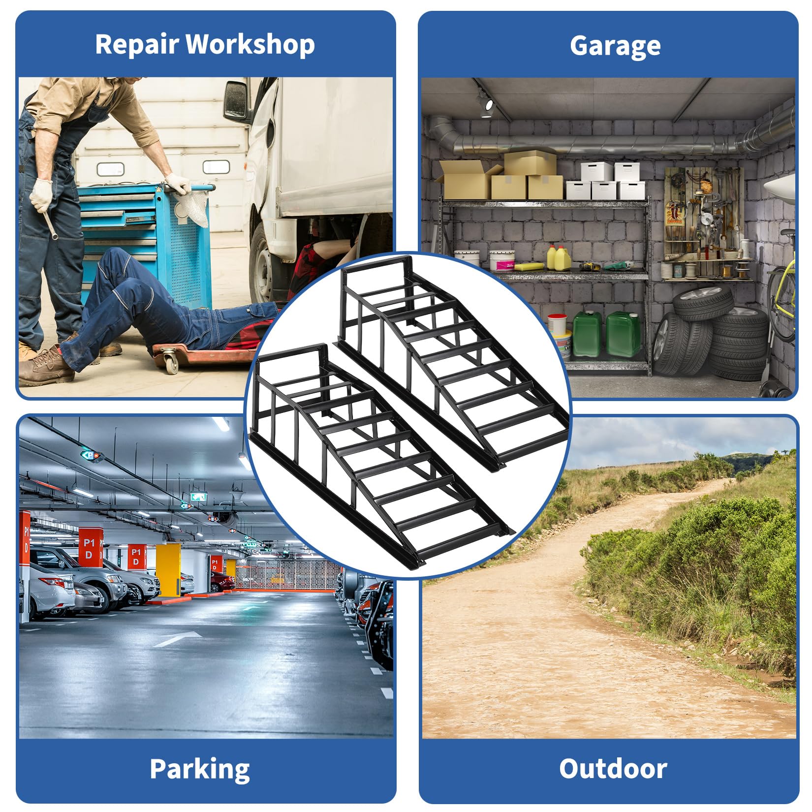 Set di 2 Rampe Idrauliche per Auto e Camion - Portata 5T/12000lbs - Acciaio Resistente - Basso Profilo per Cambio Olio e Manutenzione Garage - Ideali per Veicoli - Colore Nero