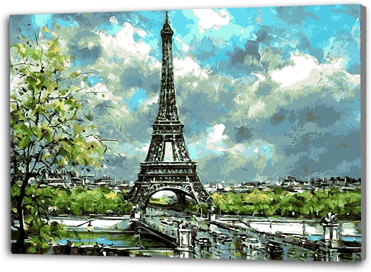 Aviya Art Diy Oil Painting, paint By Number Kits-Eiffel tower 16×20 inches
