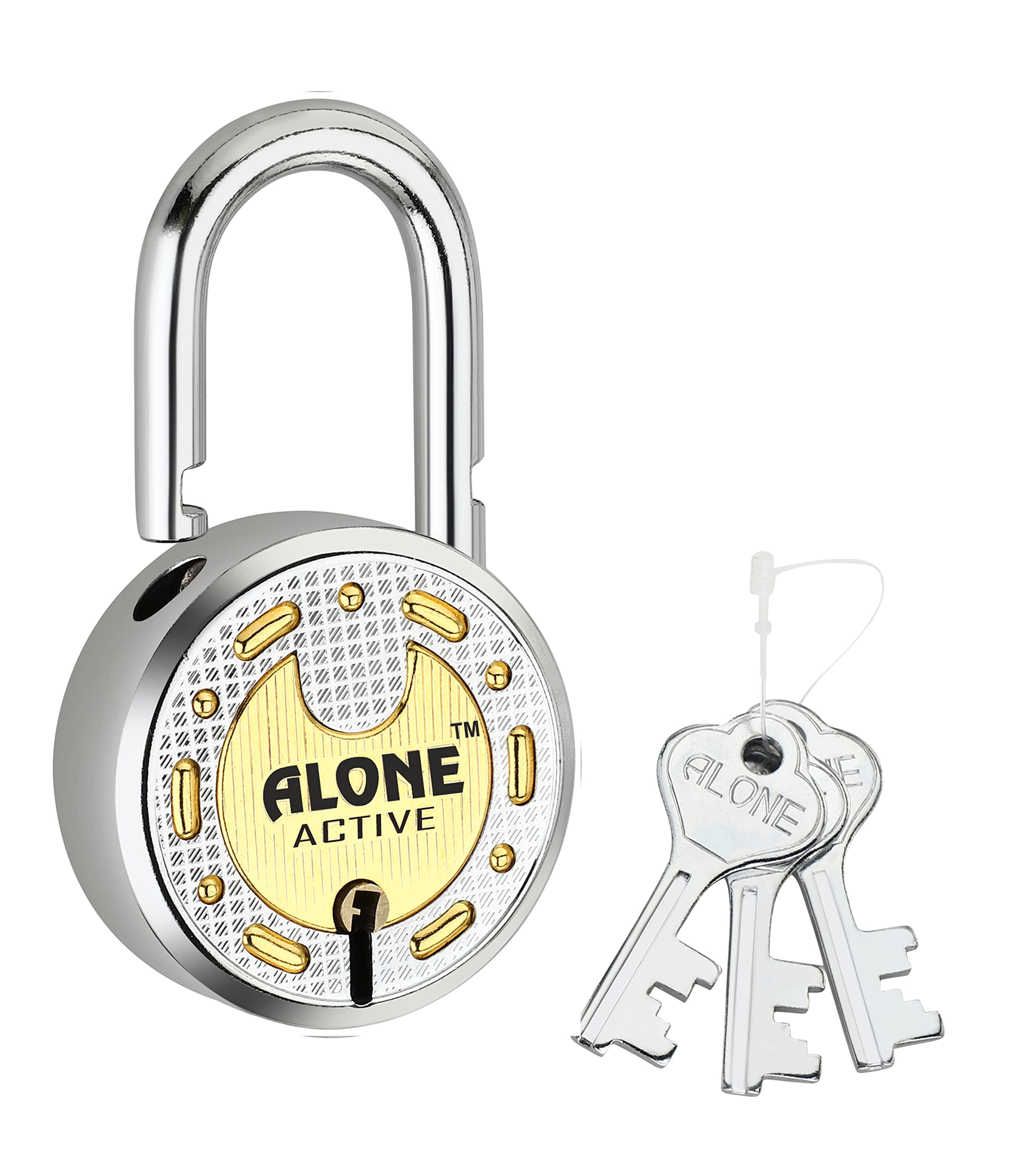 FITHOMEAlone Active Round 65mm Lock for Home Gate Shop Shutter, Double Locking 3 Keys, Brass Combination, Lacquer Coated Dust & Corrosion Resistance. (Pack of 1)