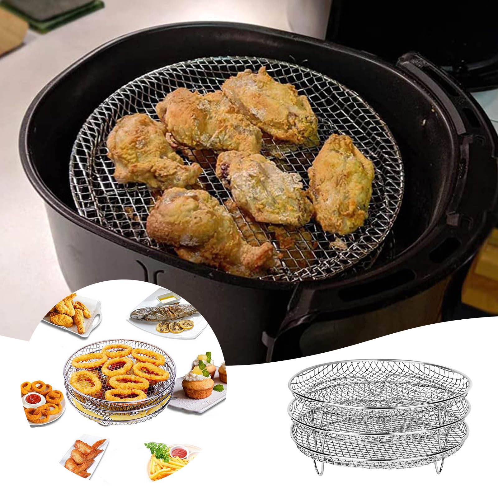 Air Fryer Spießgestell 304 Edelstahl - 24 Spieße Für Heißluftfritteuse