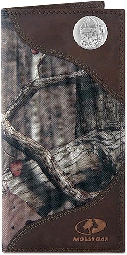 ZEP-PRO Billetera estilo secretario de nailon y piel de roble musgoso para hombre