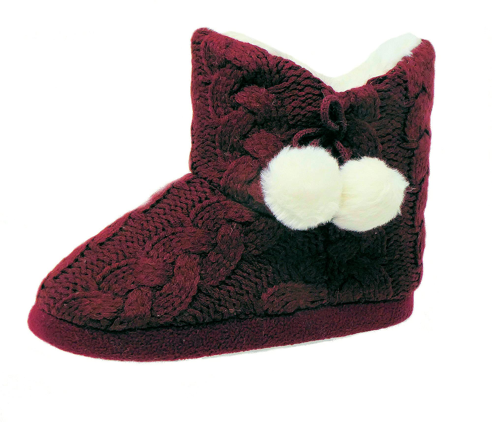 DUNLOPLadies Famous Slipper Boots, Soft Furry Upper Warm Lining Pom Poms