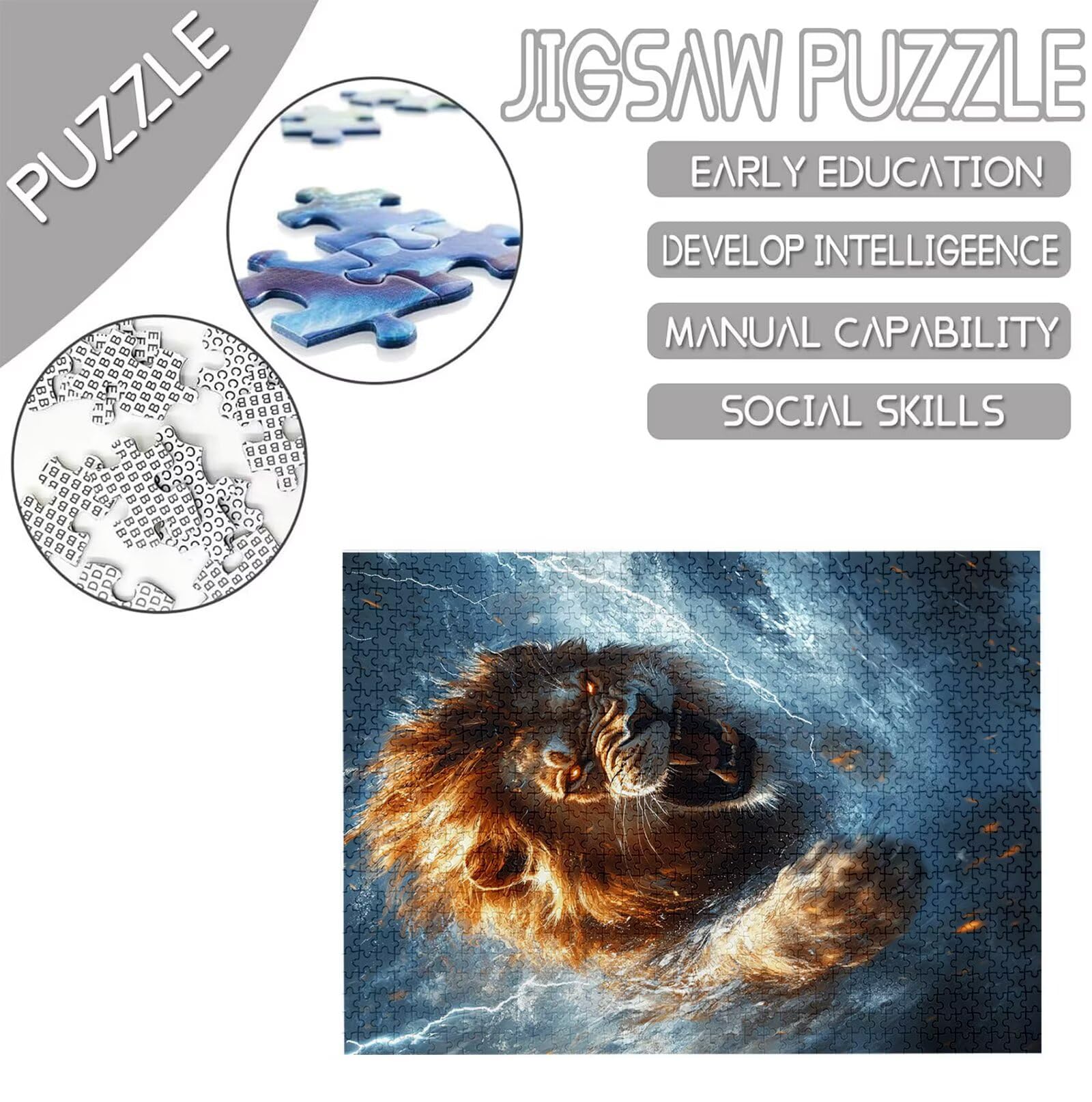 Löwe Puzzle 2000 Teile Erwachsene, Tier Puzzle Design für Erwachsene Anfänger, 5D DIY HD Farbepuzzel Poster Design mit Geschenkbox Verpackung for Zimmer Deko Wohnzimmer, Geschenke für Frauen,Model894
