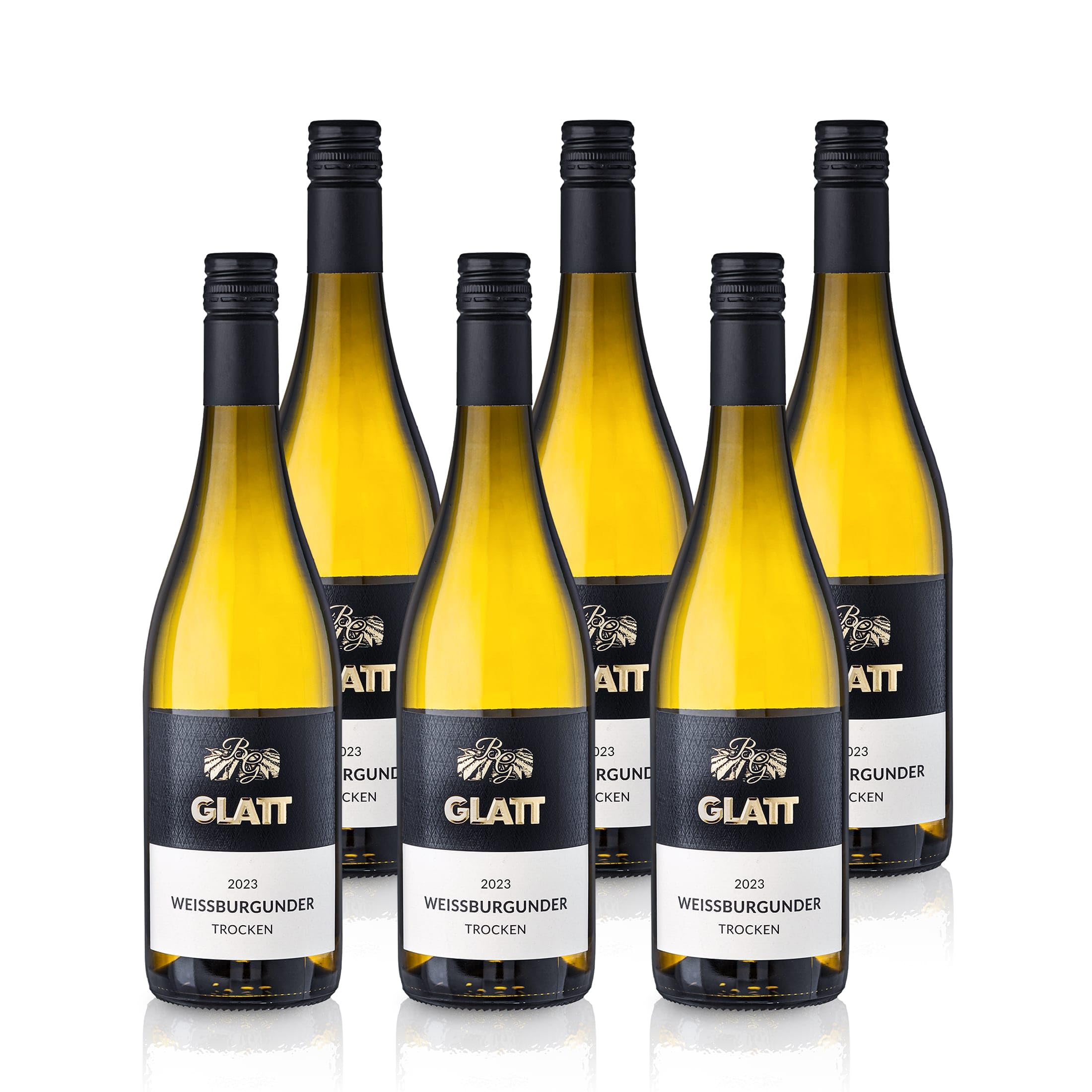 GLATT Weißburgunder trocken Weißwein 2023, 6x0,75l | Qualitätswein vom Kaiserstuhl/Baden, Deutschland, Fruchtig und zart im Geschmack, Aus der Pinot Blanc-Traube