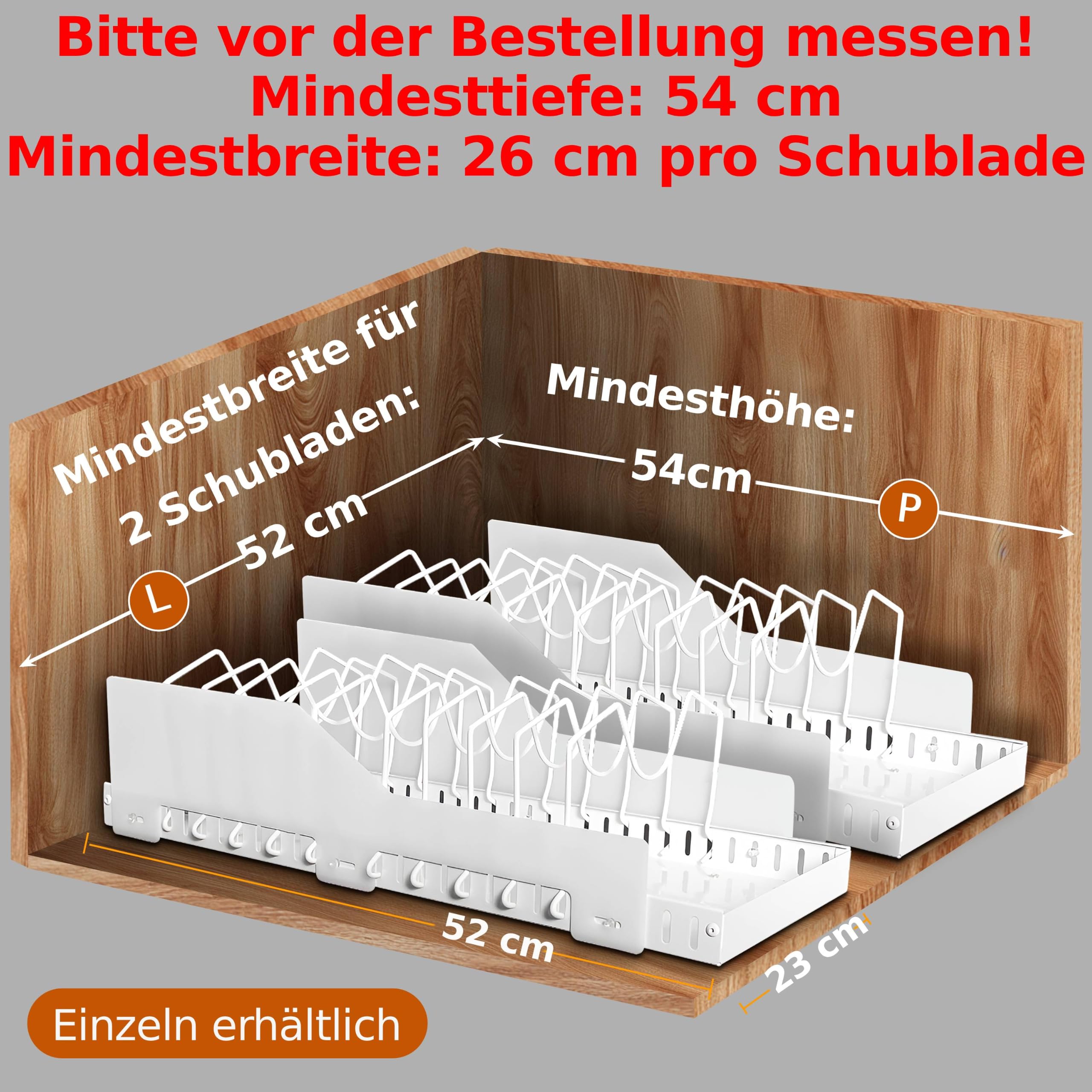 Küchenschublade – vielseitig einsetzbar für Geschirr und Lebensmittel – Deckelaufbewahrung – Küchenschublade – platzsparend – ohne Bohren – robust und praktisch – Fallschutz (2)
