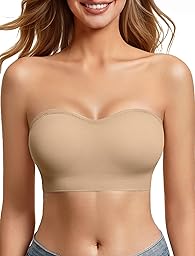 Strapless Bras for Women Non-Slip Bandeau Bra Push Up Invisible Bralettes Seamless Wireless No Underwire Padded Tube Top Bra
