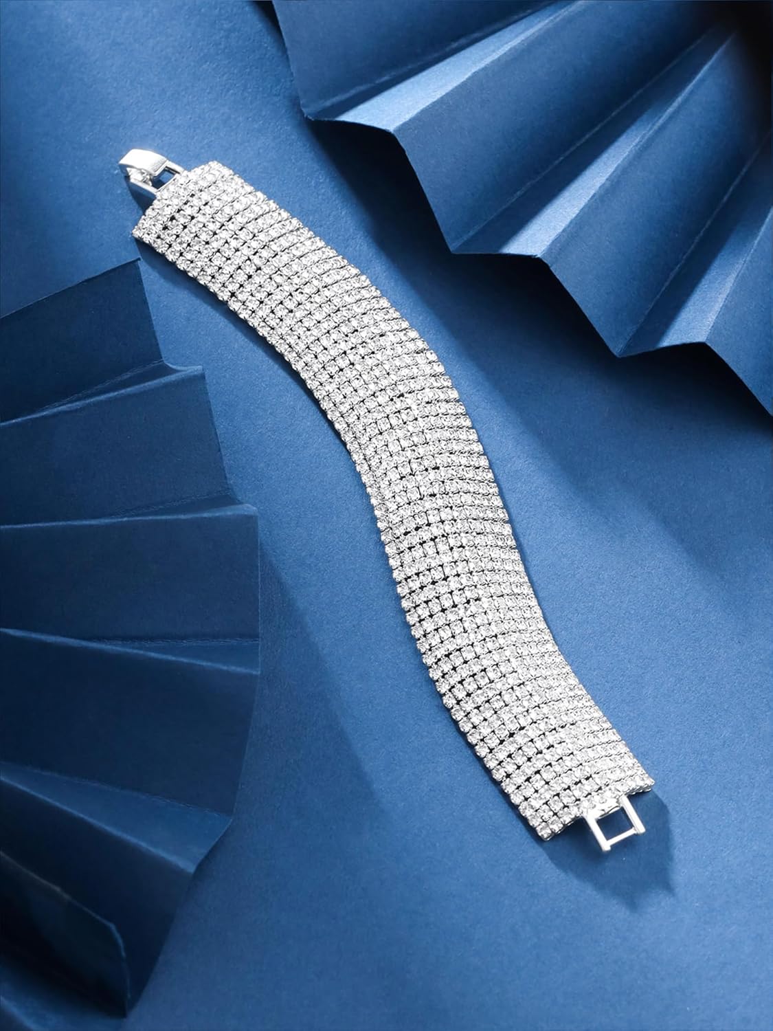 Yellow Chimes Women's Crystal Bracelet Crystal Platinum Plated Cuff Bracelet,White