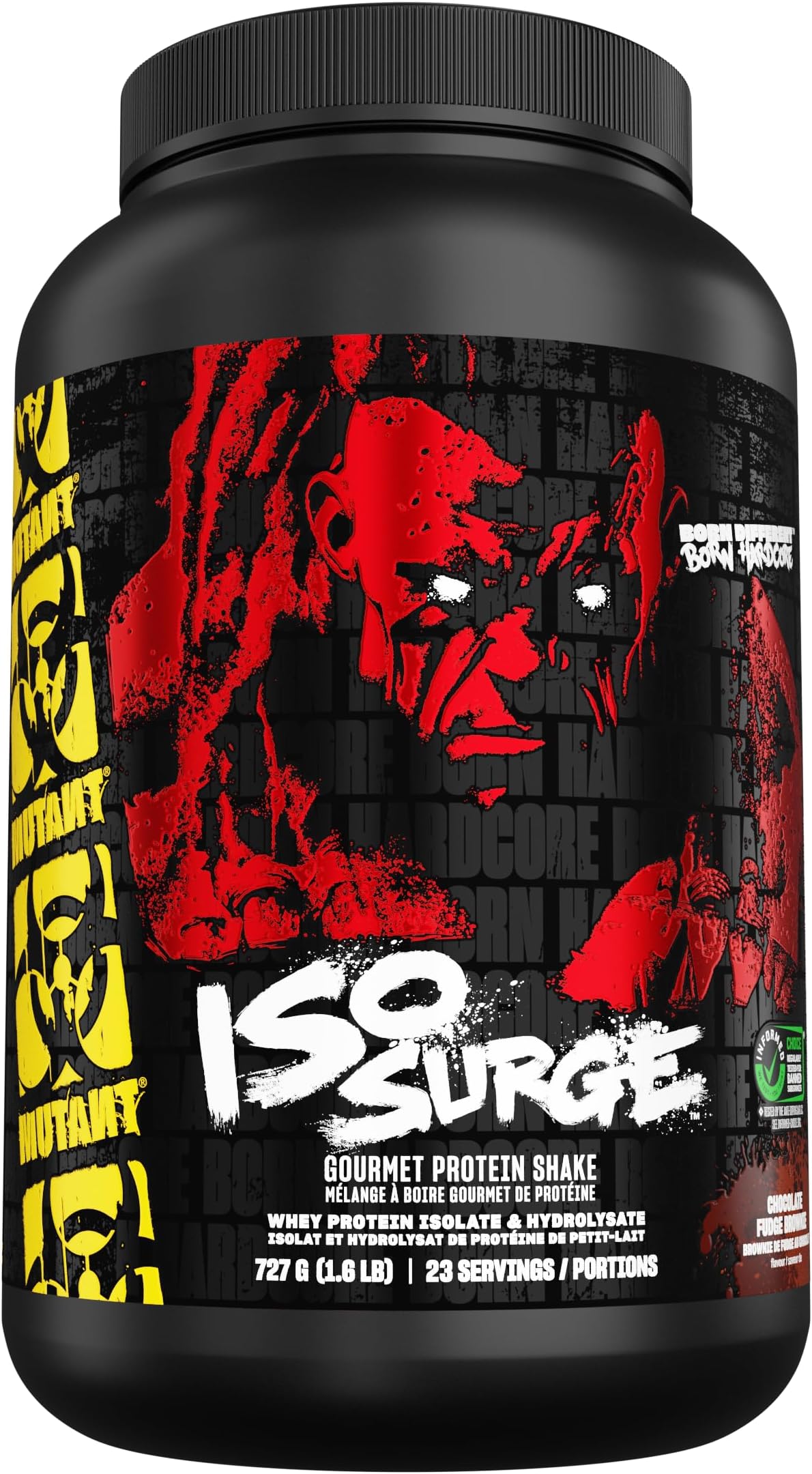 MUTANTISO SURGE | Gourmet hardcore protein formula - whey protein Isolate powder, low carb, low fat, digestive enzyme boosted - Chocolate Fudge Brownie - 727 g