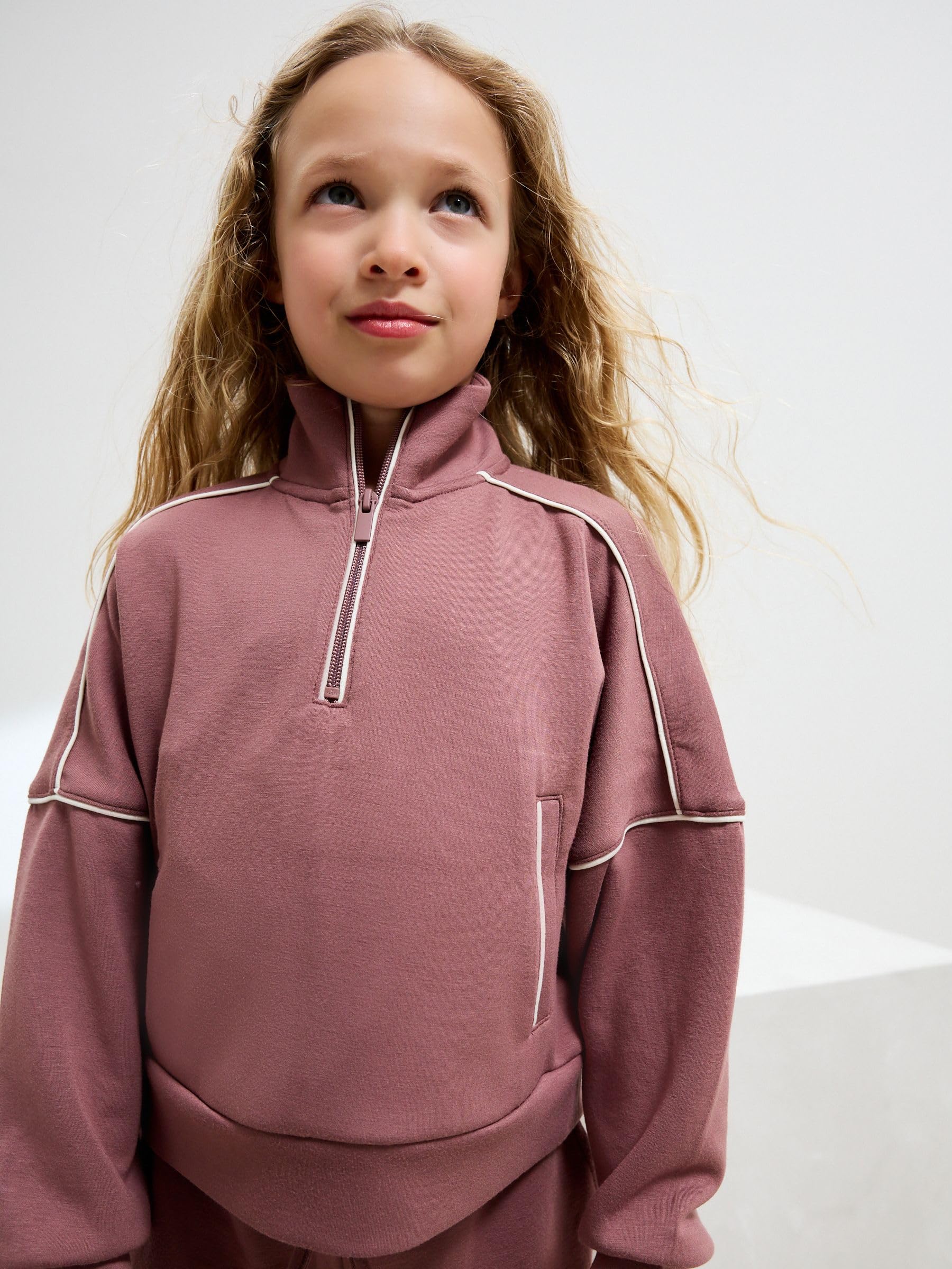 NEXT Fille Ensemble pantalon de jogging large et sweat ras du cou zippé