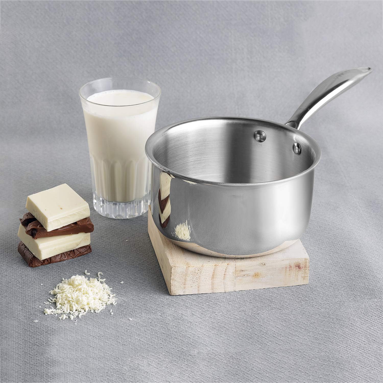 Platinum Triply Milk pan Stainless Steel Induction Friendly, by VINOD, 1.5 LTR, 16 cm