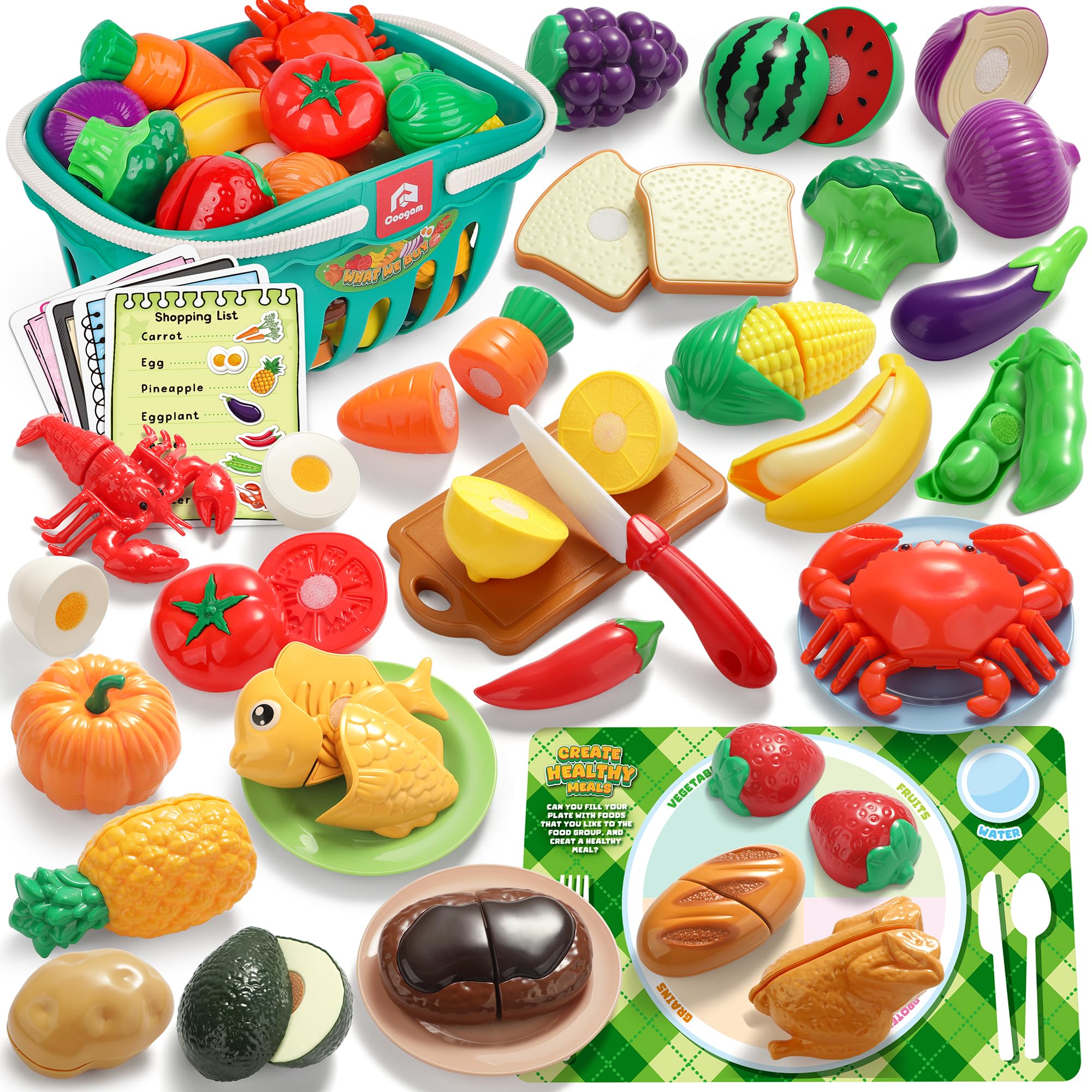 Set De Cuisine Jouet – 20 Pièces Fruits Et Légumes à Couper, Panier, Casseroles, Couteau, Planche – Jeu D’imitation éducatif Dès 3 Ans