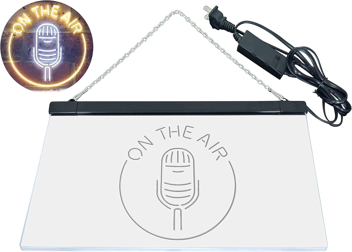 ADVPRO On The Air Studio Dual Color LED Neon Sign White & Yellow 12" x 8.5" st6s32-i3577-wy