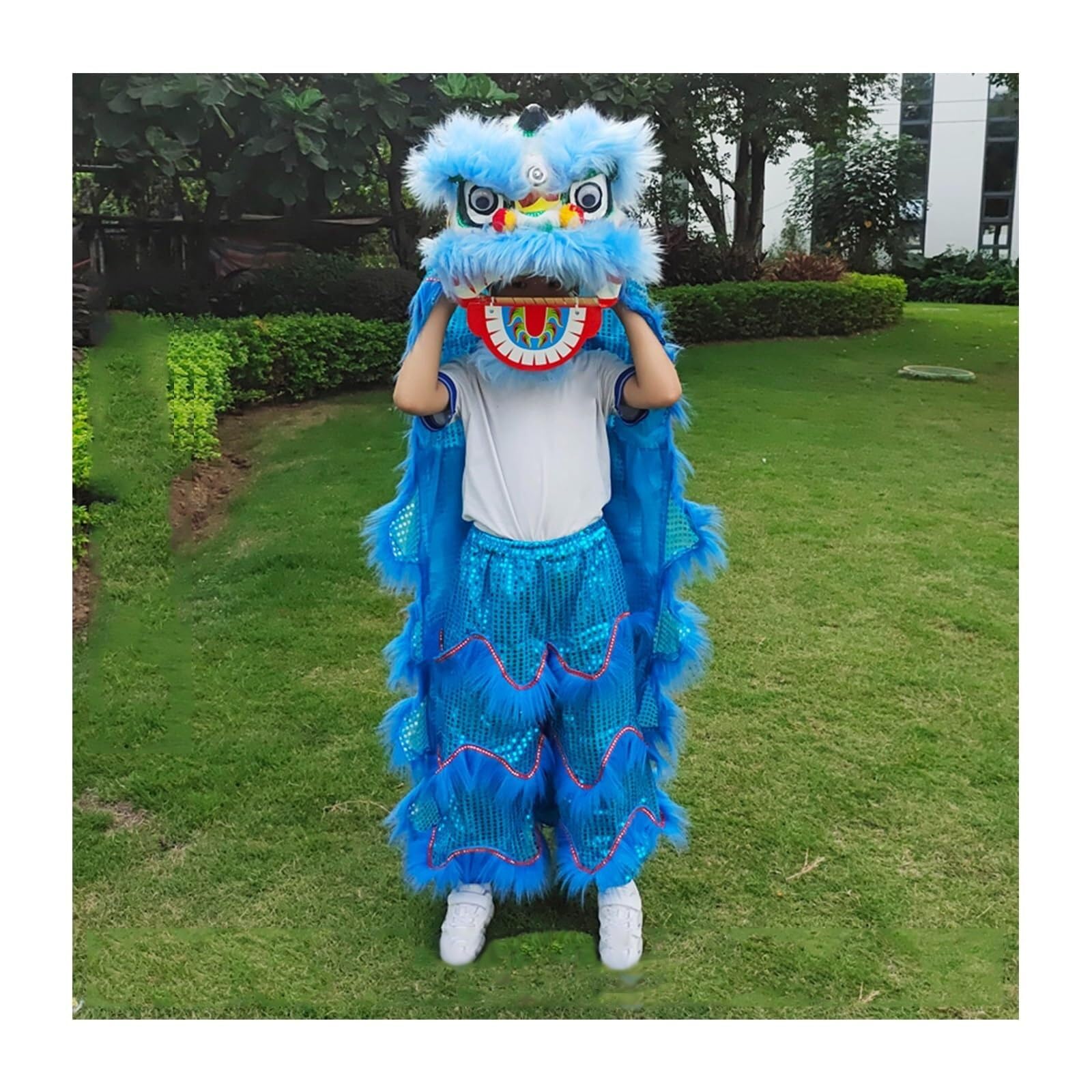 MUYRJLZX Joyous Lion Dance Head Costume Show Dragon Dance Parade Artificial Chinese Dragon Dance Set Dragon Dance Props Traditional Mascot(Blue,9in)
