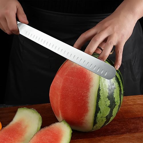 Miniatura 8 de TUO Cuchillo de trinchar, cuchillo de pechuga de 12 pulgadas para cortar carne ahumada, rebanar a través del asado, acero alemán de alto carbono,