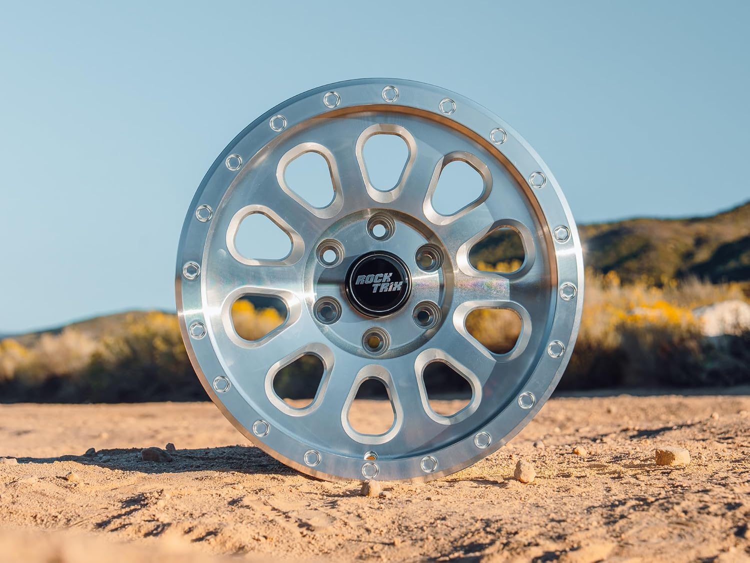 RockTrix RT111 17x8.5 Wheel 6x5.5 Compatible with Toyota Tacoma, 17 Inch Machined Silver Rim 6x139.7 +25mm Offset, 5.73" Backspacing, Also Fits 2002-2026 Toyota 4Runner, FJ Cruiser, 1999-2006 Tundra