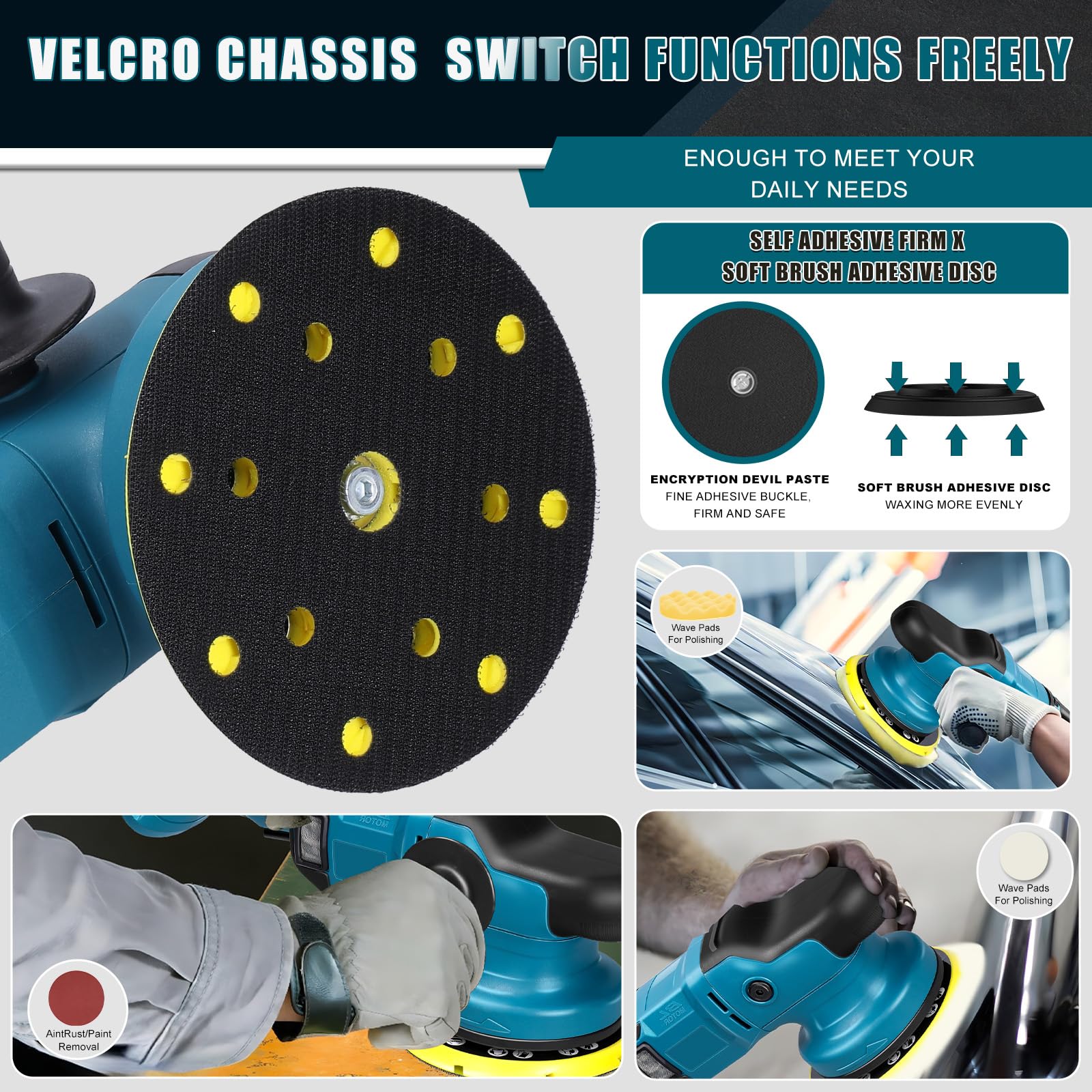 Lucidatrice Orbitale A Batteria Makita - 8 Velocità 2800-5500 Giri/min Con Accessori - Foto 8