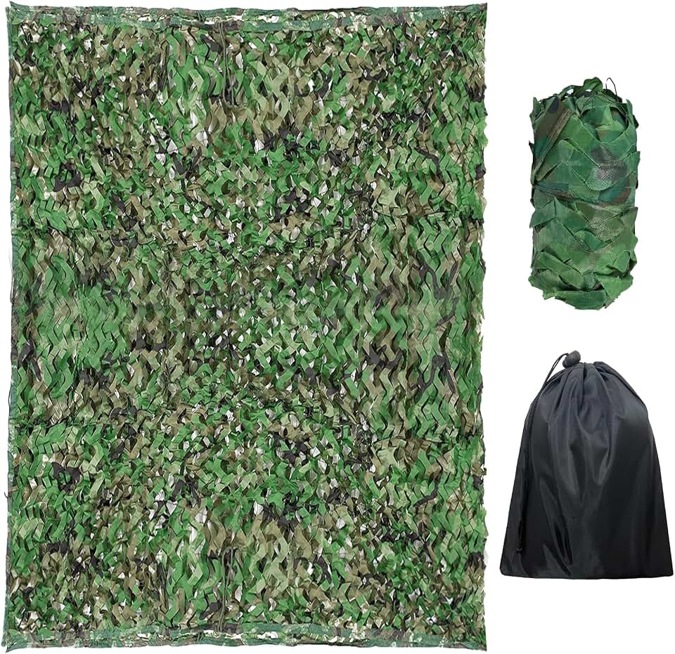 Leikurvo Red de camuflaje, red de camuflaje de doble capa, 2 x 3 m, protección solar, para cubrir coches, caza, decoración al aire libre