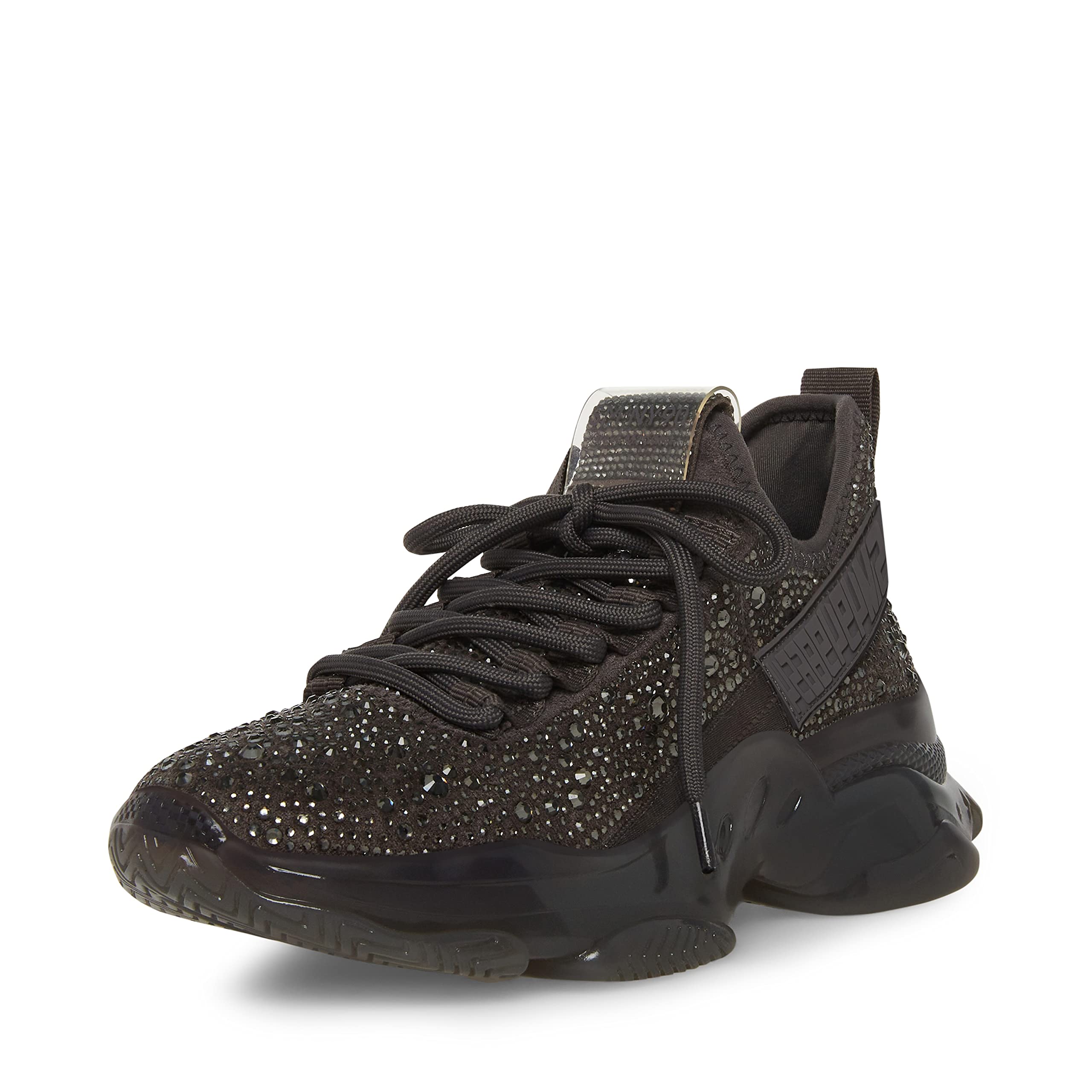 Steve Madden Women's Maxima Sneaker, Charcoal Rhinestone, 4.5 UK