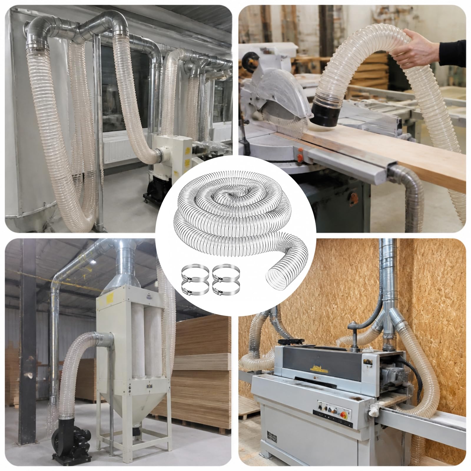 50mm Absaugschlauch, Transparenter PVC Staubsammelschlauch, Teichschlauch, Flexibler Saugschlauch für Nass-Trocken-Sauger, Teichpumpe, Werkstatt Staubsauger und Staubsammler, 3m Länge