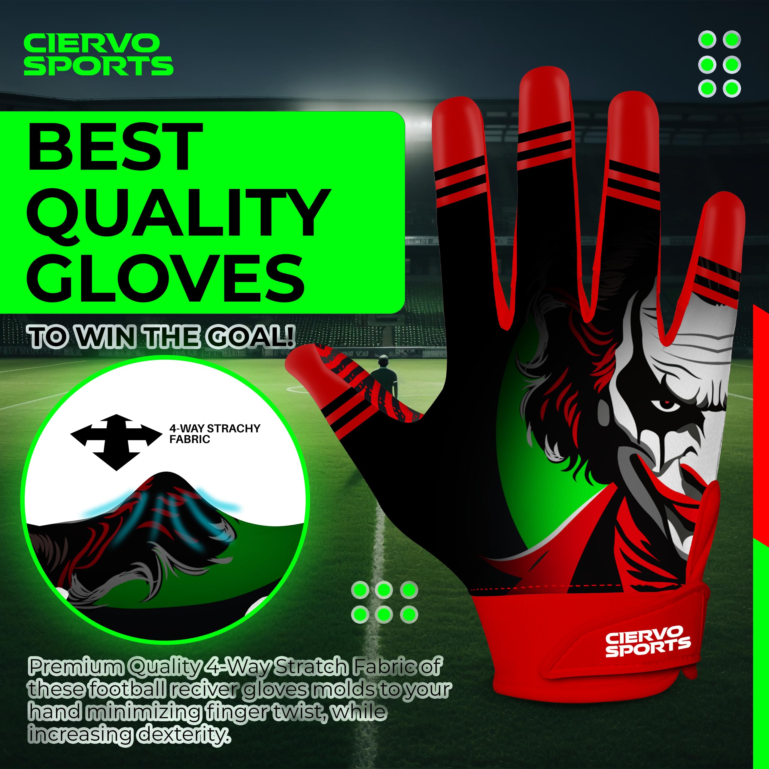 Guantes receptores de fútbol antideslizantes con agarre de silicona, color rojo y negro, guantes de fútbol juvenil para adultos y jóvenes