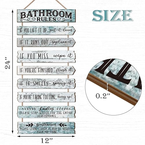 Miniatura 2 de Decoración de pared de baño, letreros divertidos para baño, reglas de baño, imágenes, decoración de pared, decoración rústica de granja, decoración