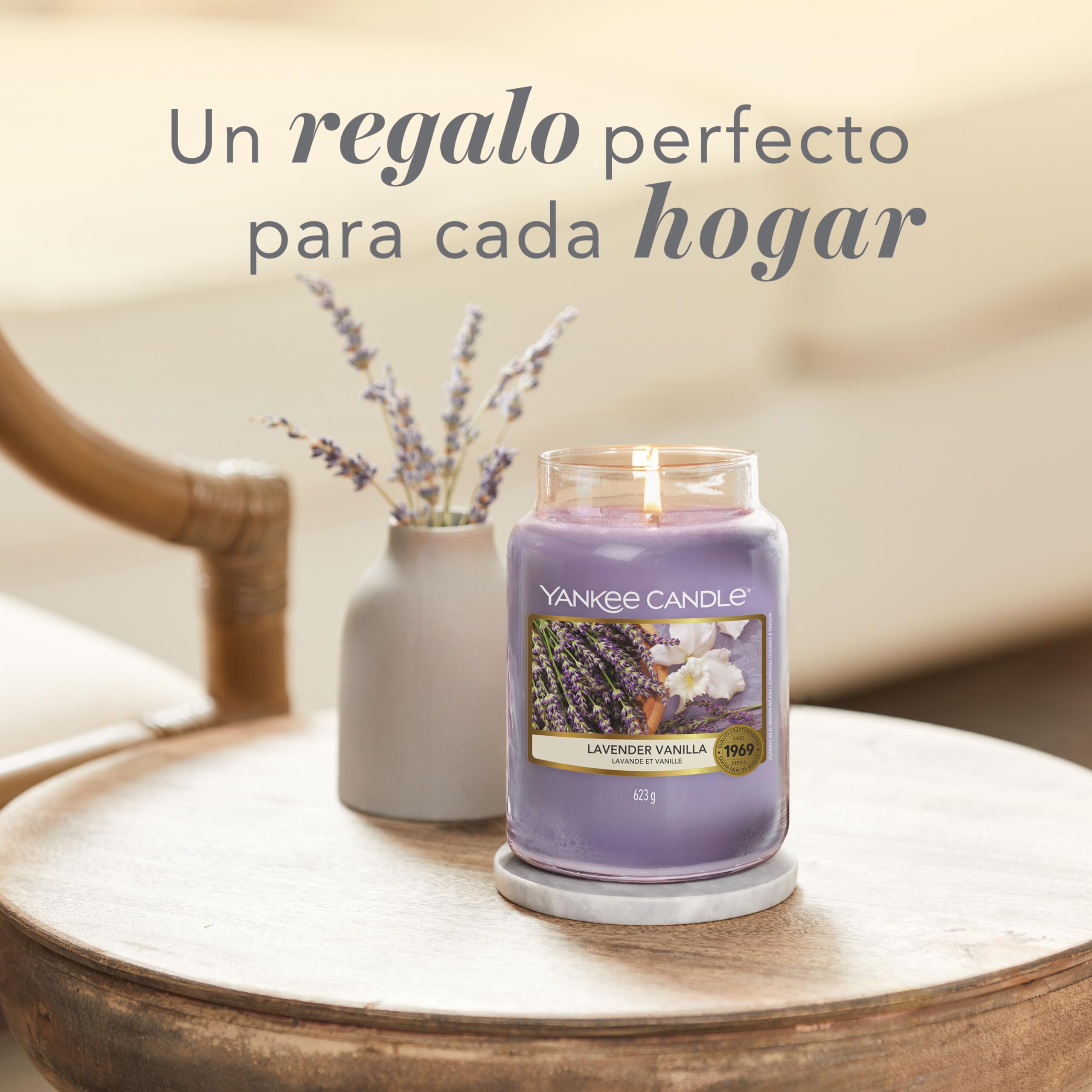 Yankee Candle vela perfumada|Lavender Vanilla vela en tarro grande | Velas de larga duración: hasta 150 h | Regalo ideal para mujer