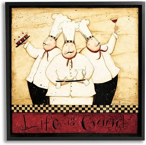 Stupell Industries Arte de pared enmarcado Giclée de chefs vintage Life Is Good, diseño de Dan DiPaolo