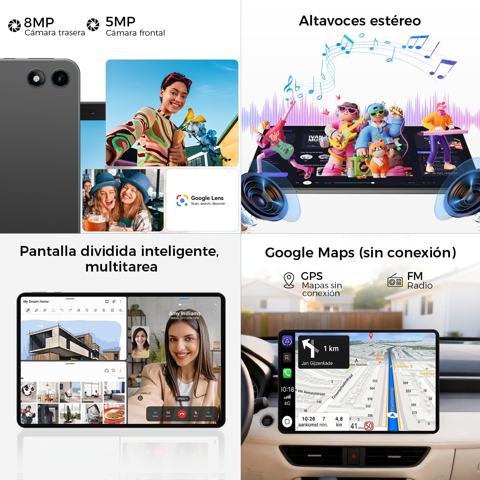 Android 16 Tableta,13.4 Pulgadas Tableta Grande Tablet con Octa-Core Processor, 32GB RAM + 256GB ROM, 10000mAh Batería,1920x1200 IPS, 2.4/5Ghz Dual WiFi/5+8MP/GPS/Gemini AI/Widevine L1