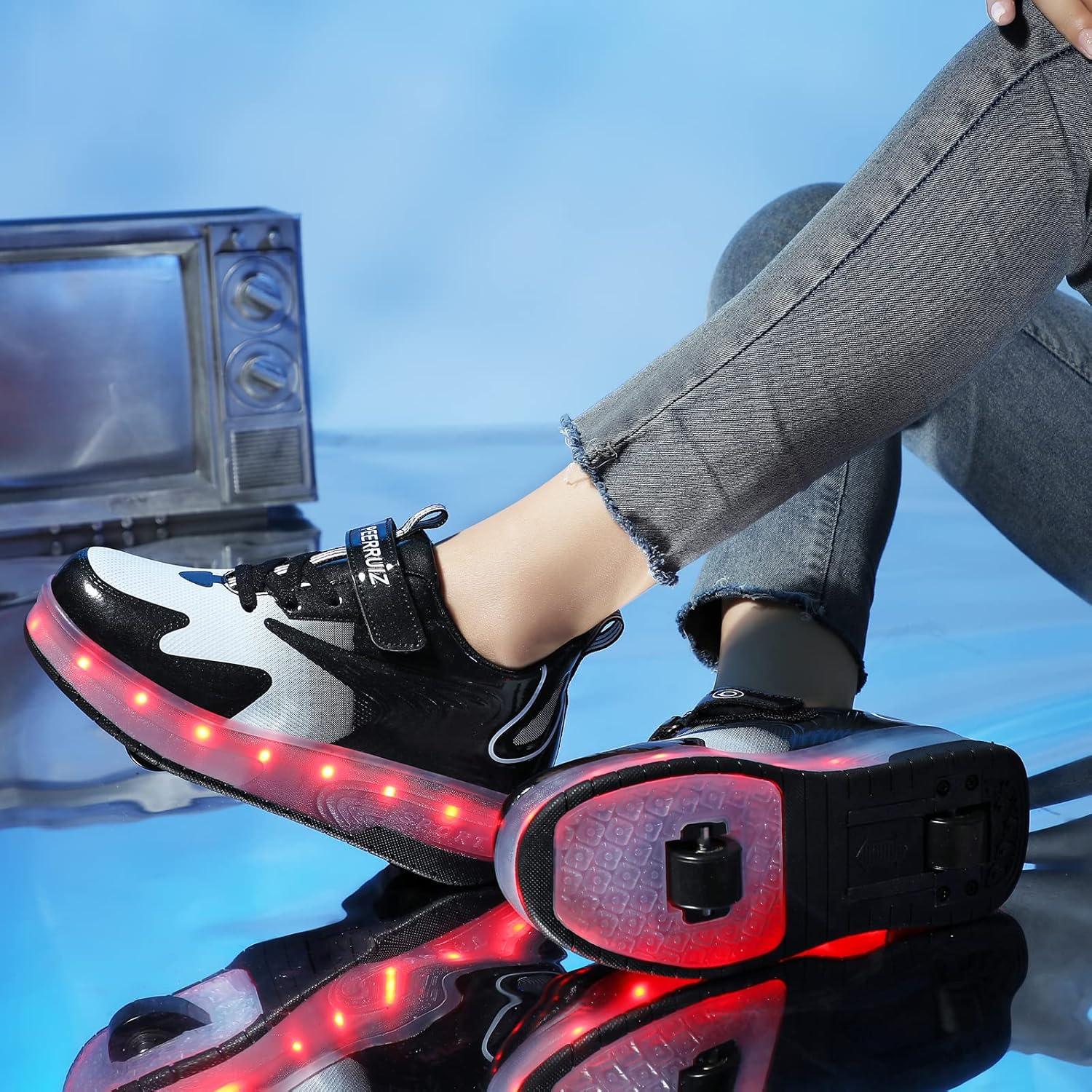 Kids Roller Skate Shoes - Light Up Wheels, Retractable Wheels Skates Sneakers for Boys & Girls Children
