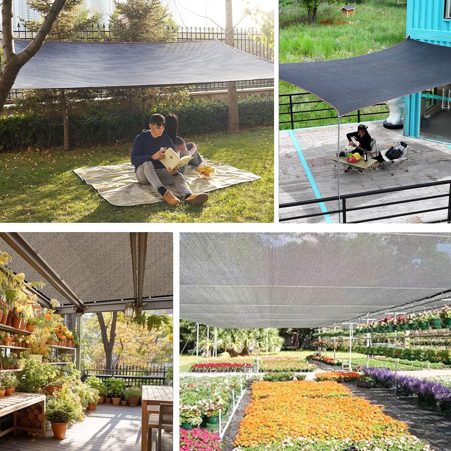 Schattierungsnetz mit Ösen, Schattennetz & Schattiernetz 95% UV-Schutz, HDPE Sonnenschutznetz Außenbereich – Reißfestes Schattentuch für Gewächshaus, Garten, Pergola, Terrasse