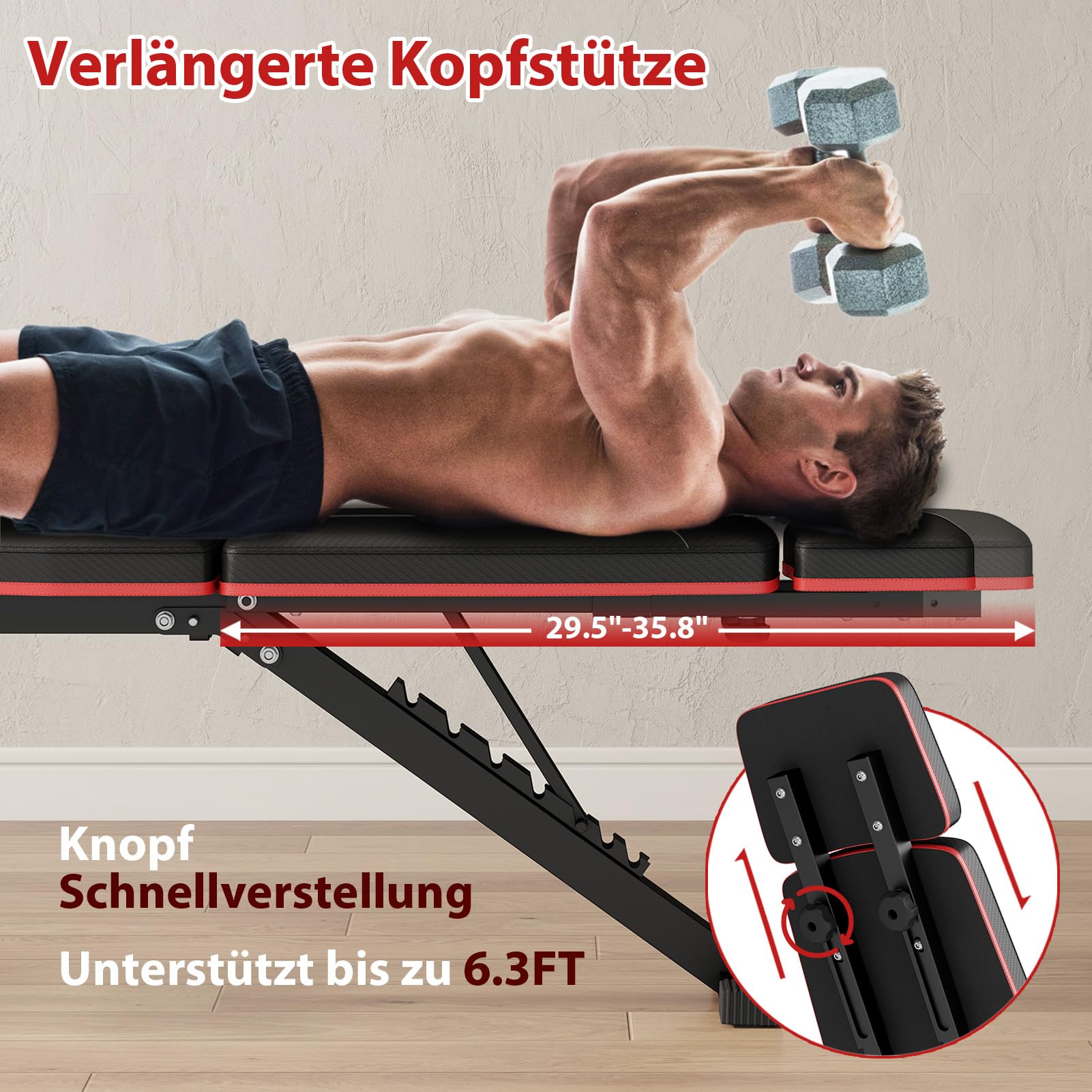 GIKPAL 360KG Hantelbank Klappbar Verstellbar, Multifunktion Trainingsbank mit Beincurler, Schrägbank, Bankdrücken Bank mit Verstellbar 7Fach Rückenlehne für Ihr Home-Gym Ganzkörper Krafttraining