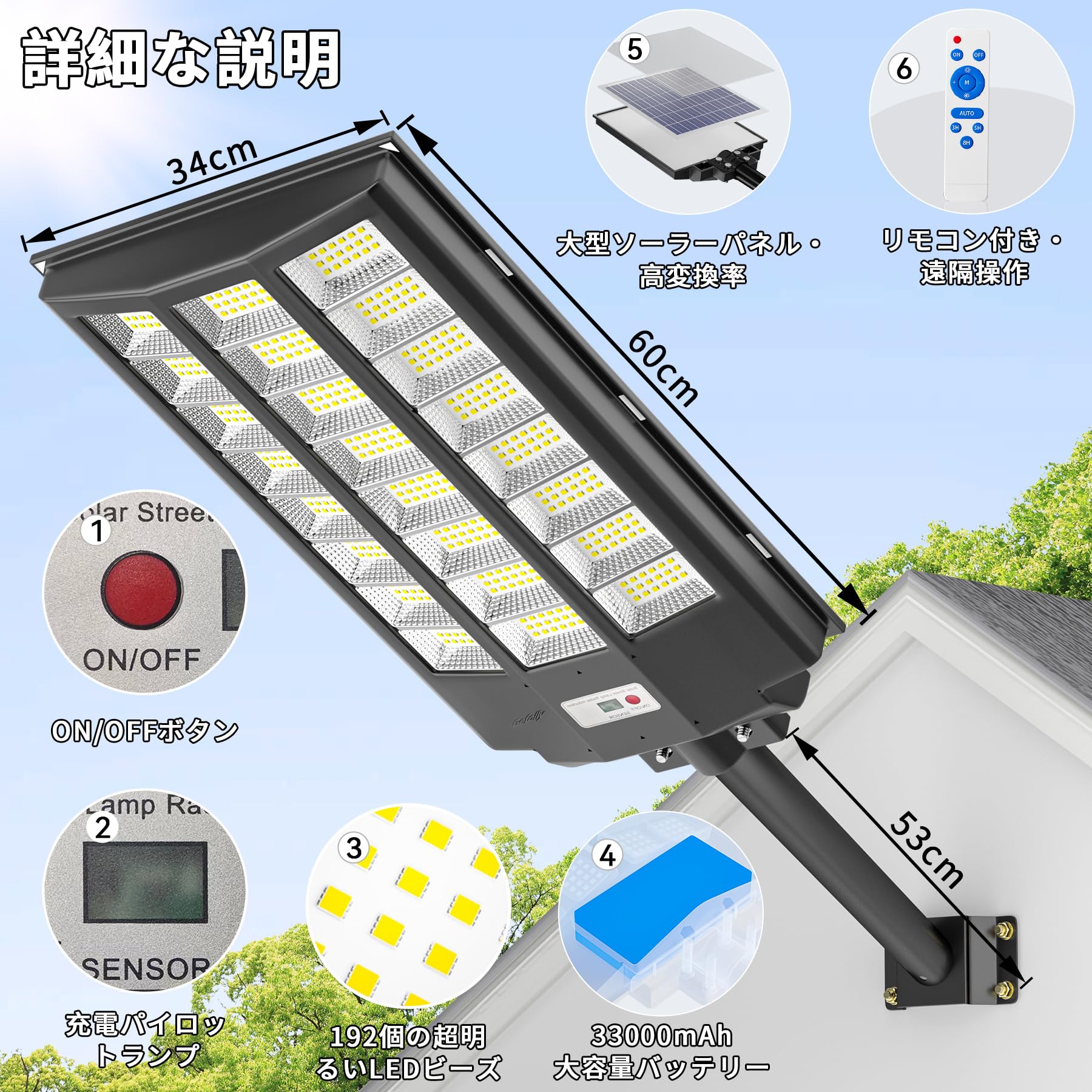 Amazon.co.jp : 【強力・爆光】Gefolly ソーラーライト 屋外 街灯 SL 