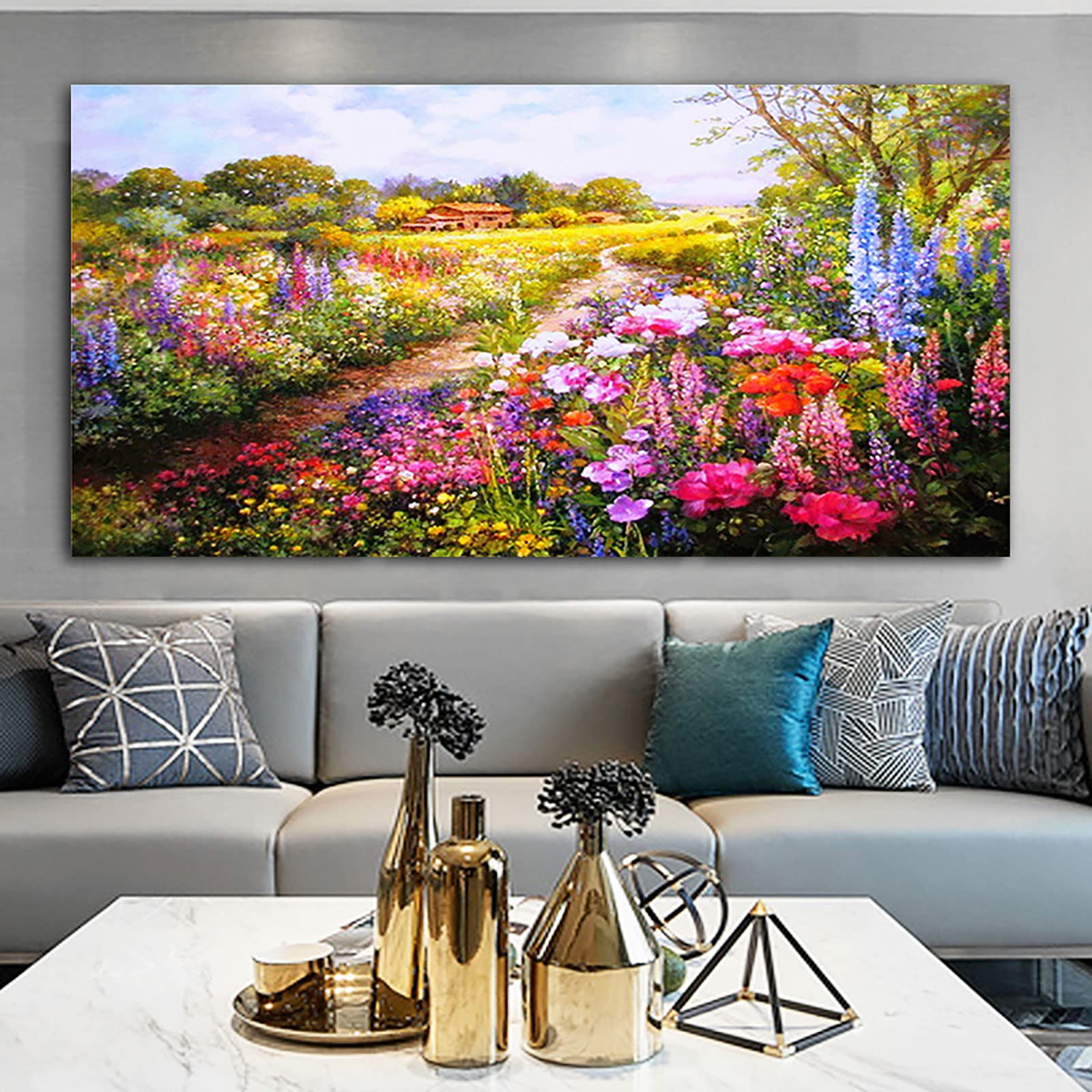 インテリア　アート フラワーボートゴールドレッド100x80cm タッチドピクチャー - アート