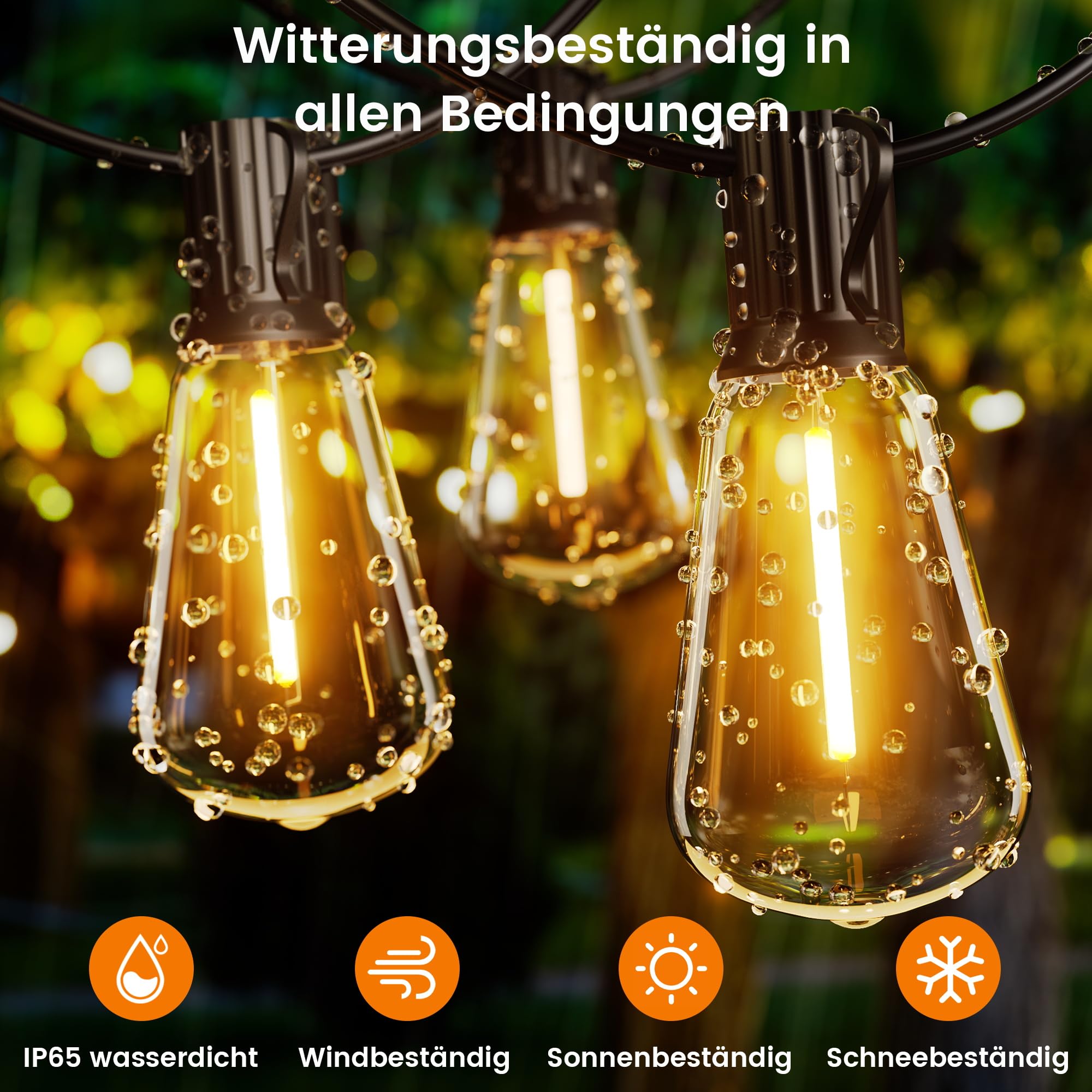 OHLUX 9M Lichterkette Outdoor Weihnachten Außen Festoon Lichter mit Stecker 17 ST38 LED Birnen 2200K Warmweiß IP65 Wasserdichte Verlängerbare Hängeleuchten Fairy Lights für Garten, Terrasse, Pavillon