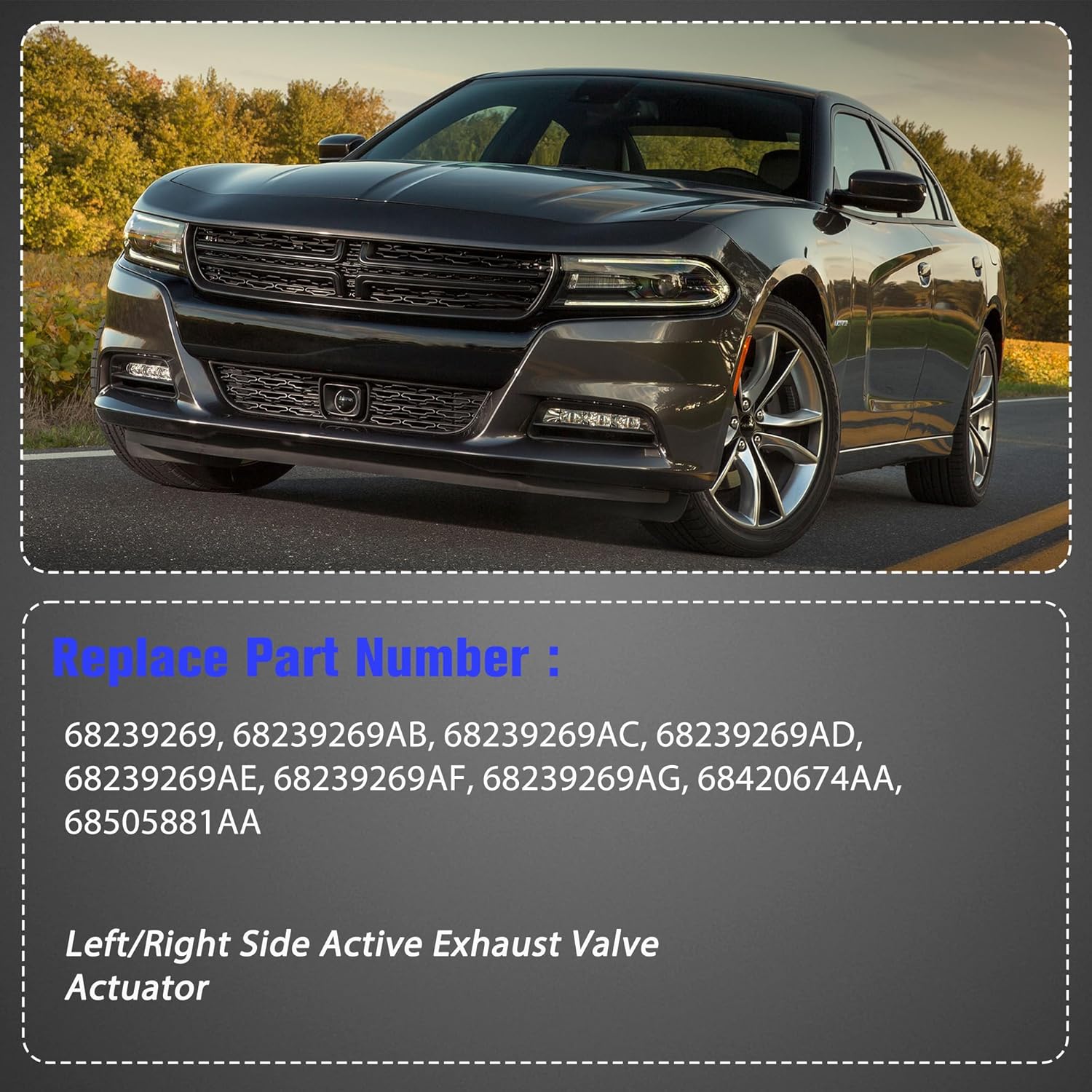 Left/Right Active Exhaust Valve Actuator OEM-Grade Compatible with Dodge Charger/Challenger 2015-2023 Chrysler 300C 2023 Replaces OE 68239269 68505881AA