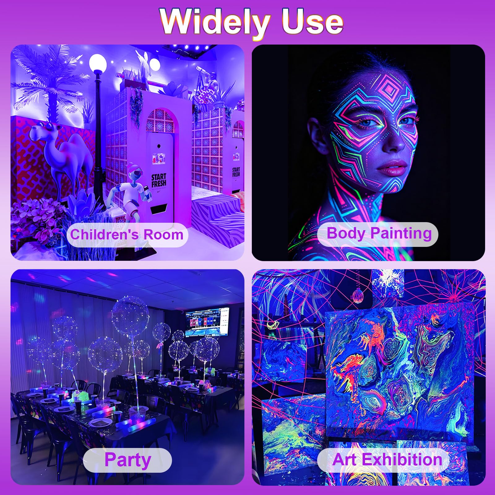 2 Pièces Lumiere Noire LED 100W, Projecteur Lumière Noire UV, Etanche IP66, 395-400NM Lumiere Noire LED Avec interrupteur pour fêtes, Effets Fluorescents, Décorations d'Halloween et Scène