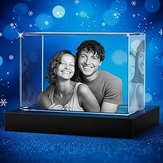 3D Photo Crystal, Christmas Personalized Gifts for Mom, Women, Wife, Dad, Great Xmas Custom Gift, Memorial Gift, Sentimental, Birthday, Anniversary, Couples Gifts